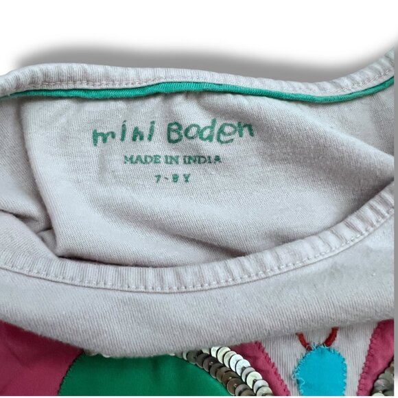 Mini Boden Sequin Short Sleeve Butterfly Appliqué Shirt Size 7 - Picture 3 of 5